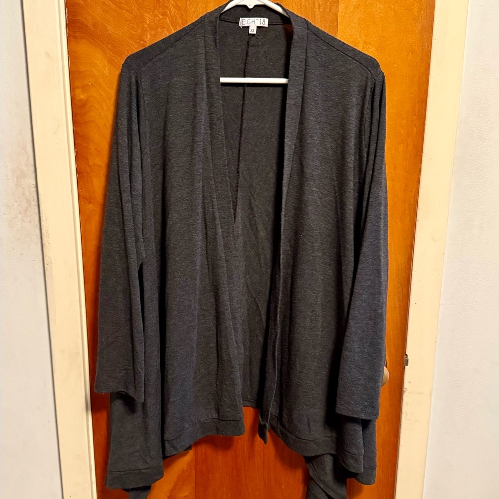 Eight18 Charcoal Open Front Waterfall Cardigan